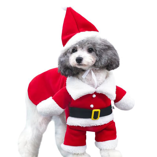 Christmas Pet Costume – Funny Santa Outfit for Cats & Dogs | Warm Winter Clothes for Chihuahua, Pug, Yorkshire & Small Breeds