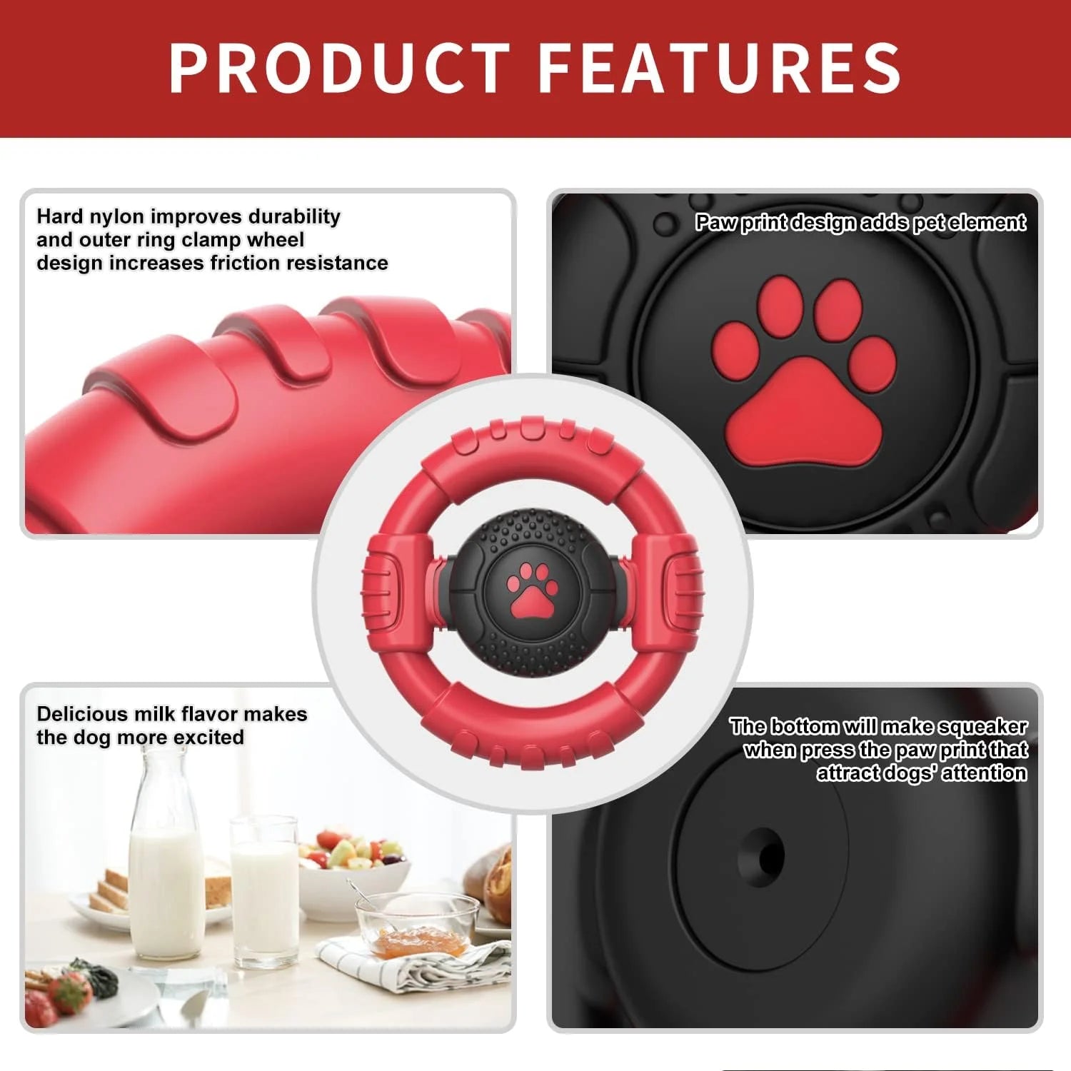 Indestructible Dog Chew Toy for Aggressive Chewers – Durable Nylon Squeaky Toy for Medium & Large Dogs, Extreme Tough Chew Toy to Keep Dogs Busy and Relieve Boredom