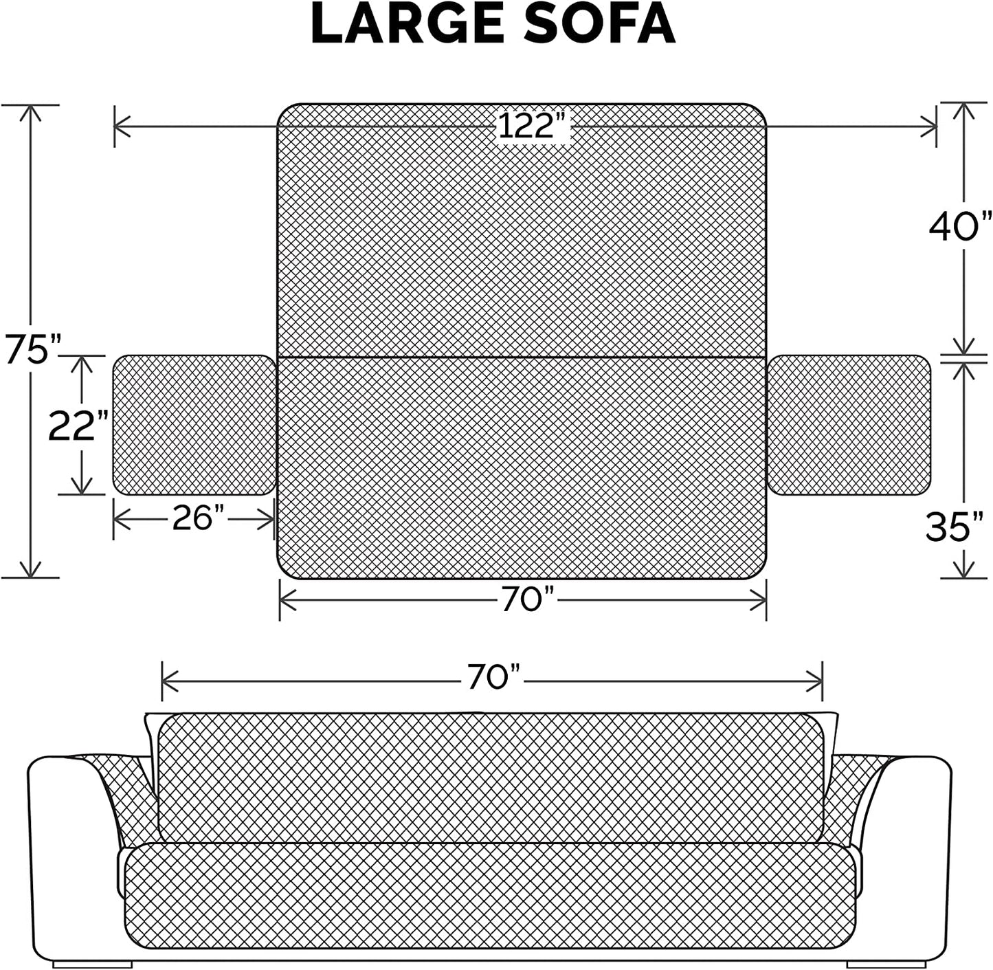 Water-Resistant & Reversible Large Sofa/Couch Cover Protector for Dogs & Cats - Two-Tone Pinsonic Quilted Living Room Furniture Cover - Gray/Mist,