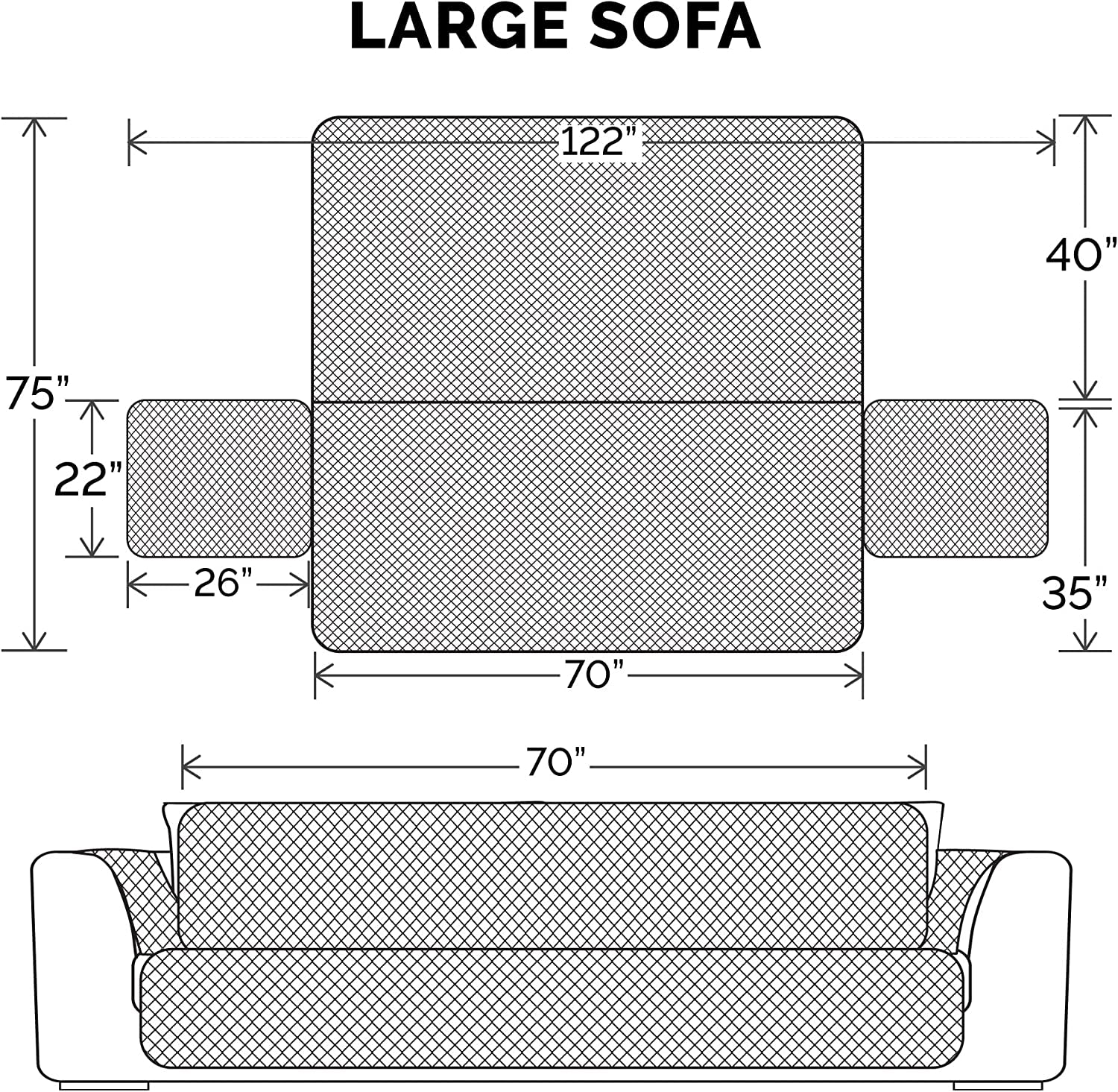 Water-Resistant & Reversible Large Sofa/Couch Cover Protector for Dogs & Cats - Two-Tone Pinsonic Quilted Living Room Furniture Cover - Gray/Mist,
