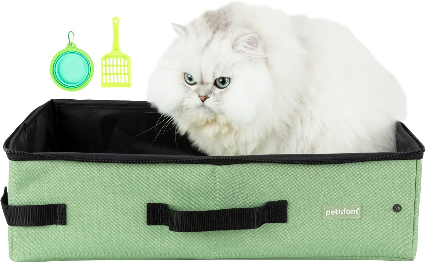 Portable Cat Travel Litter Box with Lid – Foldable, Odor-Containing Litter Box for Car Trips, Hotel Stays & Air Travel with Cats