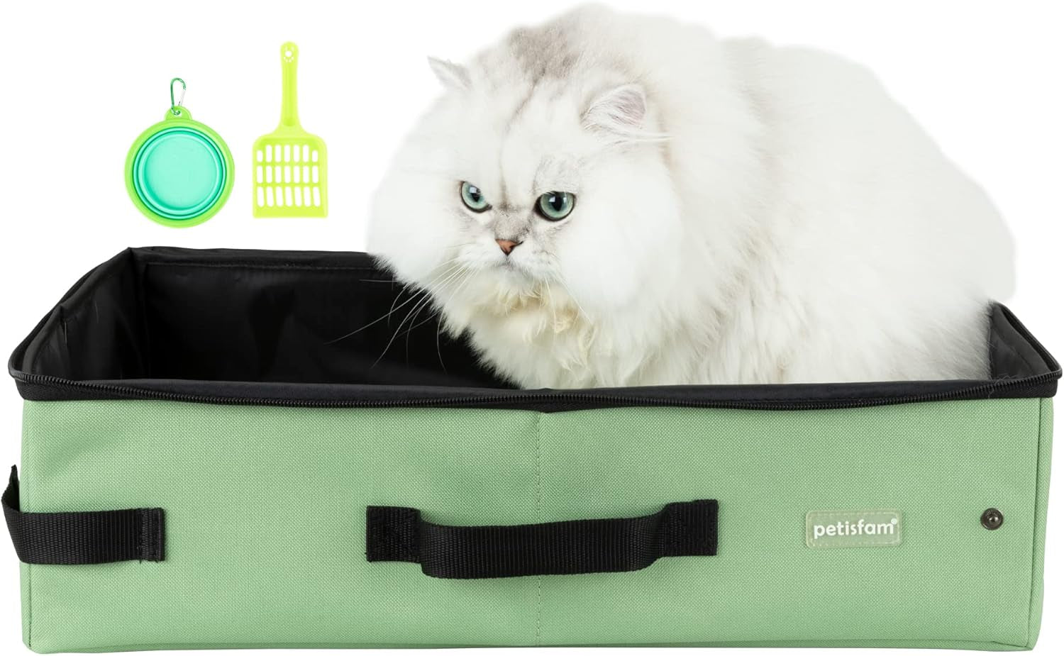 Portable Cat Travel Litter Box with Lid – Foldable, Odor-Containing Litter Box for Car Trips, Hotel Stays & Air Travel with Cats