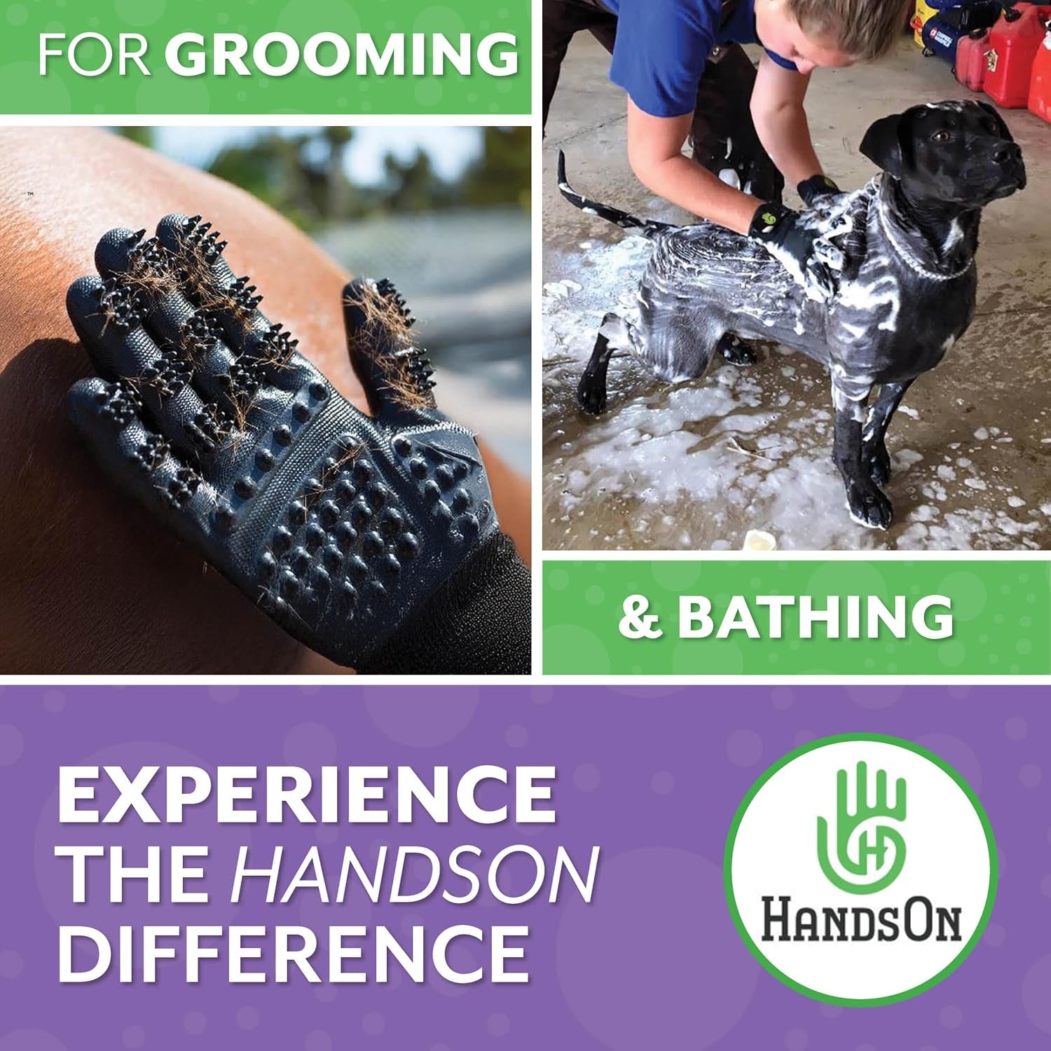 Pet Grooming Gloves – Award-Winning Shedding, Bathing & Hair Remover Mitts, Gentle Brush for Dogs & Cats