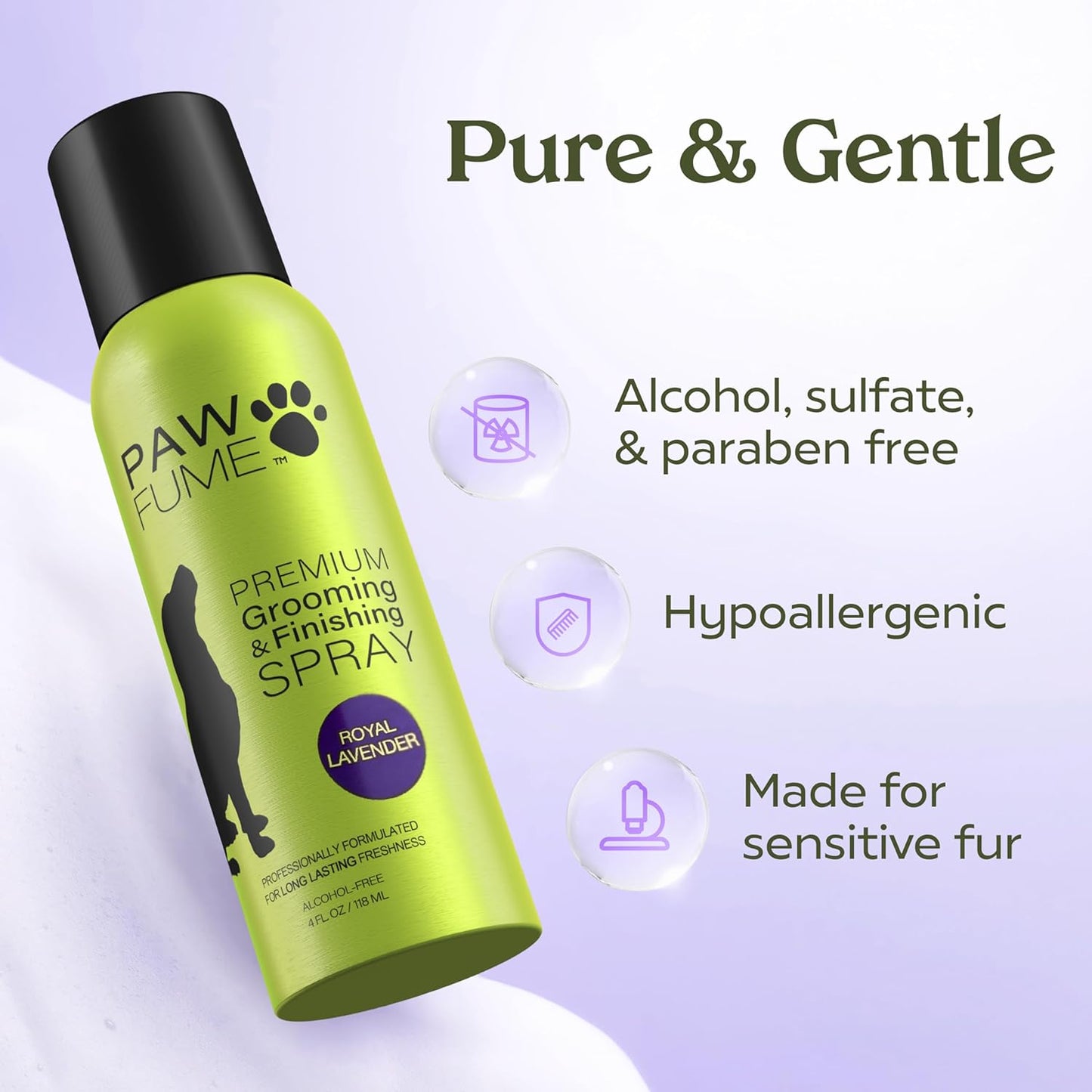 PAWFUME Dog Detangler Grooming Spray – Royal Lavender Scent | Hypoallergenic, Alcohol-Free, Moisturizing & Detangling Spray for Dogs | Long-Lasting Freshness & Coat Care