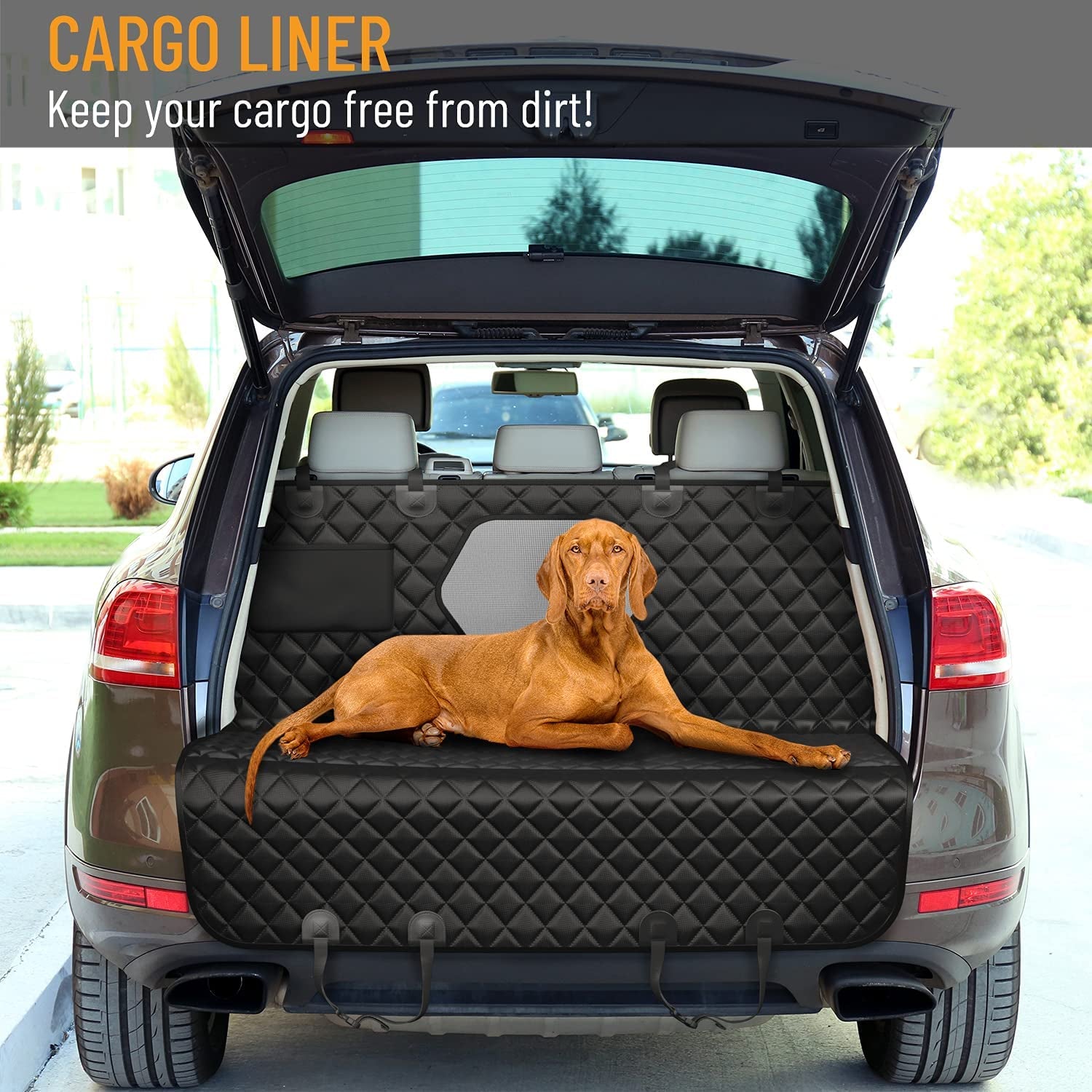 Dog Car Seat Cover for Back Seat – Waterproof Hammock-Style Protector for Cars, SUVs & Trucks with Safety Features (Black)