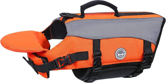 Dog Life Jacket with Chin Float & Handle – Front Float Swimming Vest for Puppies & Small Dogs, Ripstop Buoyancy Safety Vest for Swimming & Boating