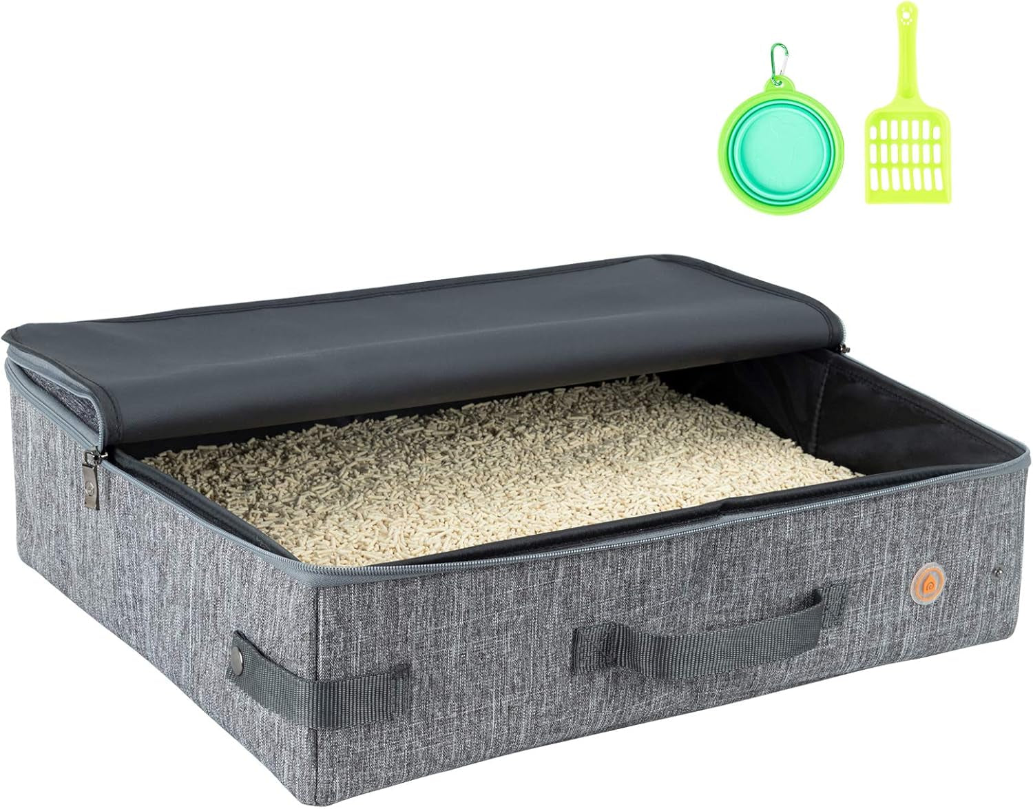 Portable Cat Travel Litter Box with Lid – Foldable, Odor-Containing Litter Box for Car Trips, Hotel Stays & Air Travel with Cats