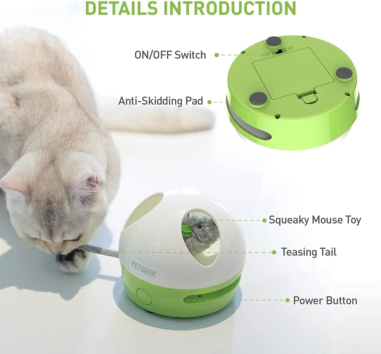 Automatic Cat Toy – Squeaky Hide-and-Seek Mouse with Catnip for Indoor Play