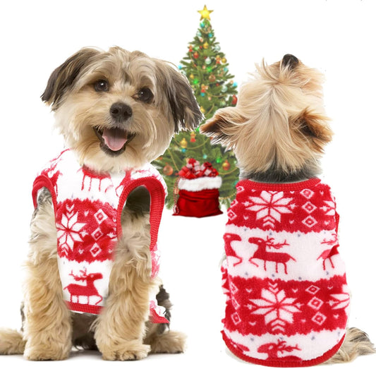 Christmas Dog & Cat Sweater – Festive Snowflake Elk Knit Jumper, Holiday Costume Outfit for Small Pets, Puppies & Kittens