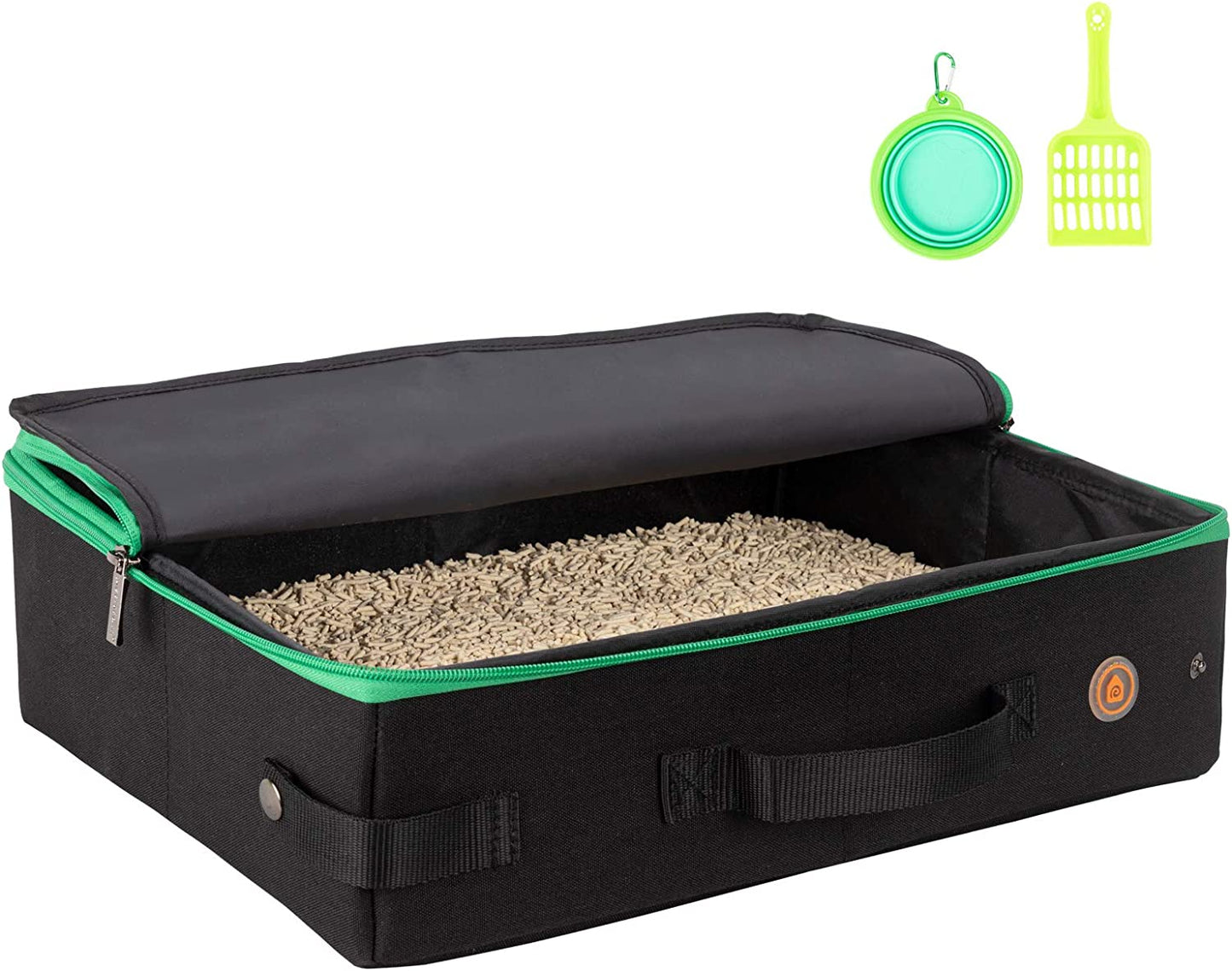 Portable Cat Travel Litter Box with Lid – Foldable, Odor-Containing Litter Box for Car Trips, Hotel Stays & Air Travel with Cats