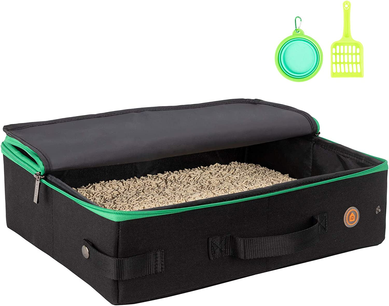 Portable Cat Travel Litter Box with Lid – Foldable, Odor-Containing Litter Box for Car Trips, Hotel Stays & Air Travel with Cats