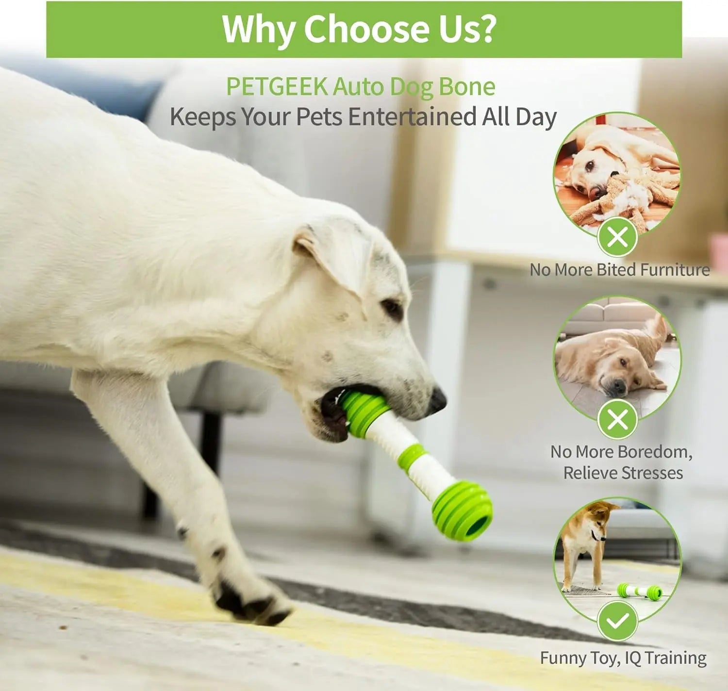 Automatic Dog Bone Toy – Smart Interactive Electronic Pet Toy, Safe & Durable, Rechargeable Self-Entertainment for Dogs