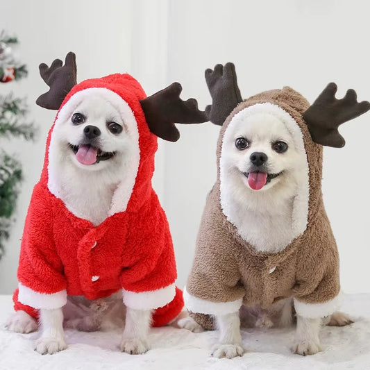 Reindeer Dog & Cat Costume – Warm Winter Outfit for Small Pets | Christmas & Halloween Cosplay Elk Hoodie