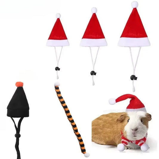 Small Pet Christmas & Halloween Costume – Cute Hat & Scarf Set for Hamsters, Guinea Pigs, Rabbits, Chinchillas & Bunnies | Holiday Cosplay Accessories