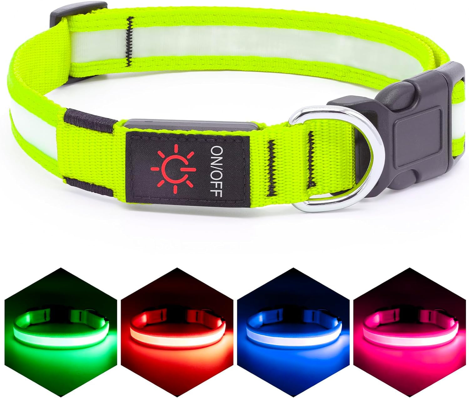 LED Dog Collar – Adjustable USB Rechargeable Light-Up Safety Collar, Super Bright Glow for Dogs