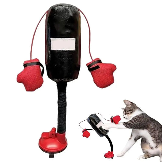 Cat Boxing Toy with Gloves – Cartoon Punching Bag for Playful Indoor Cats & Kittens