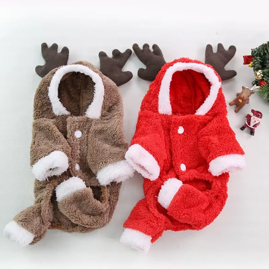 Reindeer Dog & Cat Costume – Warm Winter Outfit for Small Pets | Christmas & Halloween Cosplay Elk Hoodie