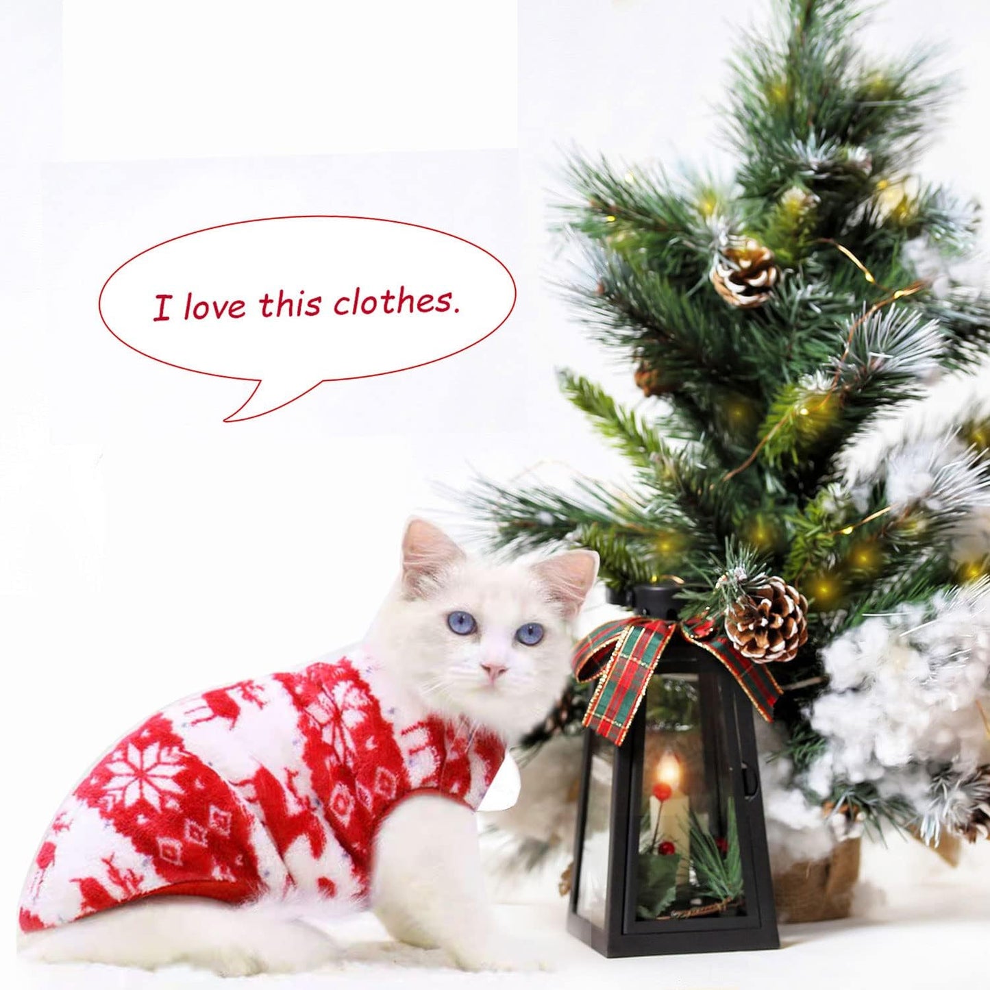 Christmas Dog & Cat Sweater – Festive Snowflake Elk Knit Jumper, Holiday Costume Outfit for Small Pets, Puppies & Kittens
