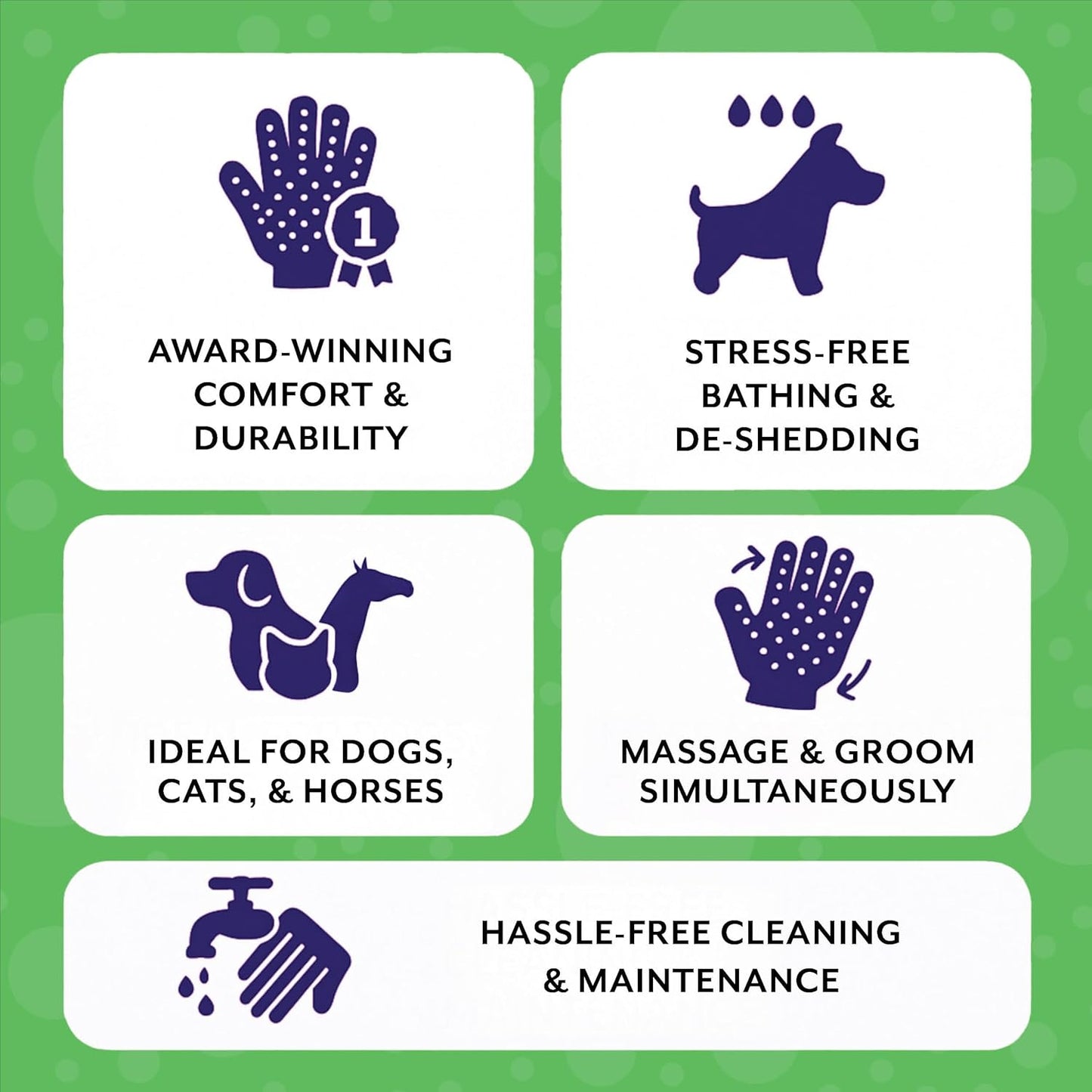 Pet Grooming Gloves – Award-Winning Shedding, Bathing & Hair Remover Mitts, Gentle Brush for Dogs & Cats