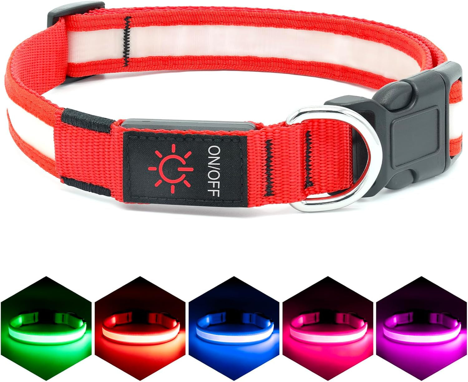 LED Dog Collar – Adjustable USB Rechargeable Light-Up Safety Collar, Super Bright Glow for Dogs