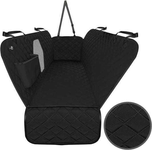 Dog Car Seat Cover for Back Seat – Waterproof Hammock-Style Protector for Cars, SUVs & Trucks with Safety Features (Black)
