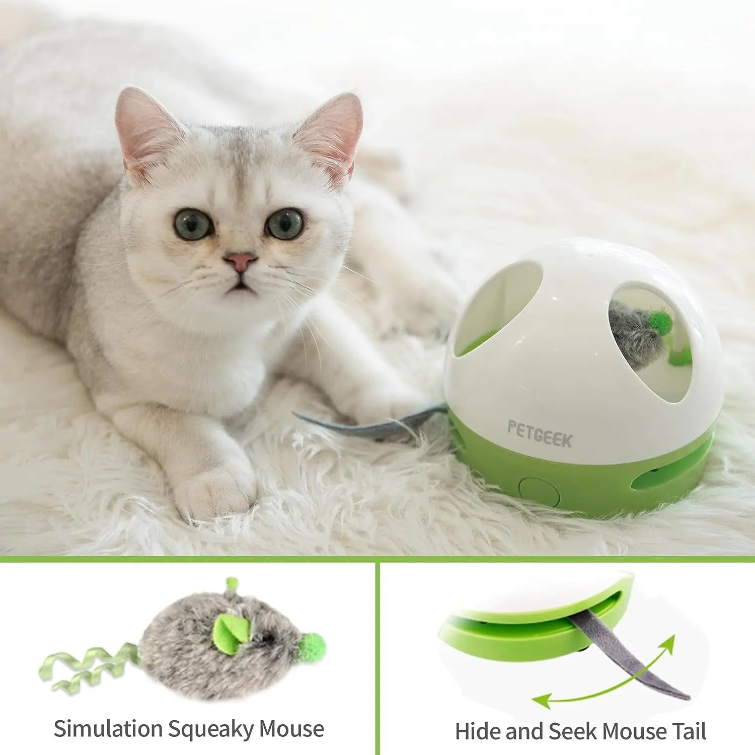 Automatic Cat Toy – Squeaky Hide-and-Seek Mouse with Catnip for Indoor Play