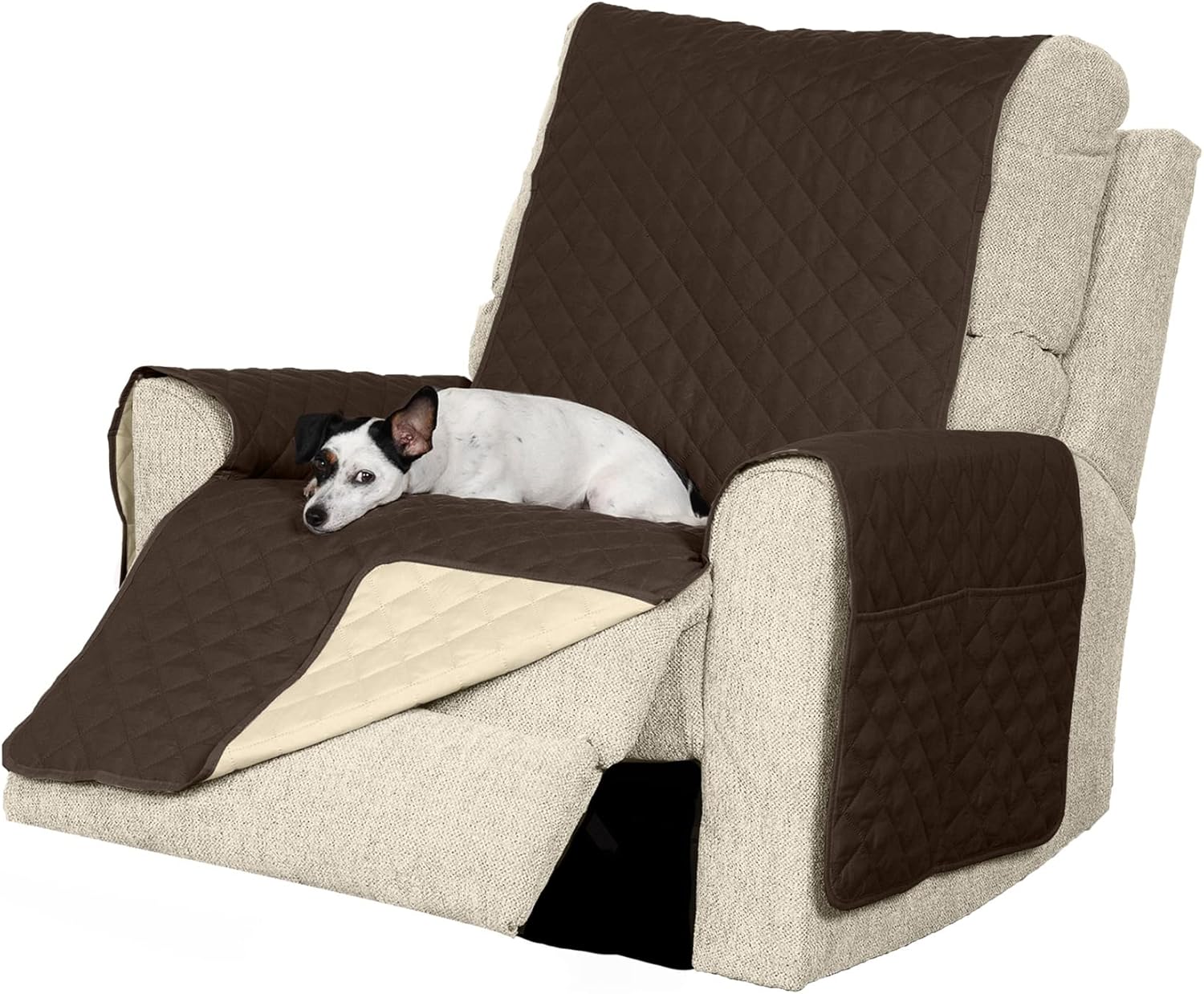 Water-Resistant & Reversible Large Sofa/Couch Cover Protector for Dogs & Cats - Two-Tone Pinsonic Quilted Living Room Furniture Cover - Gray/Mist,
