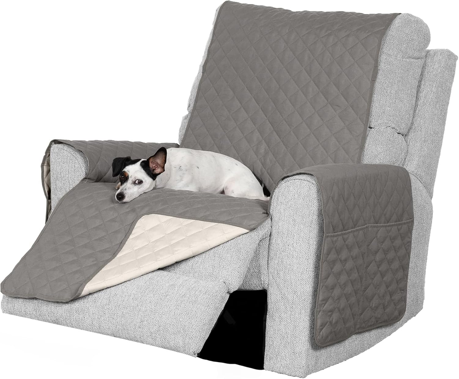 Water-Resistant & Reversible Large Sofa/Couch Cover Protector for Dogs & Cats - Two-Tone Pinsonic Quilted Living Room Furniture Cover - Gray/Mist,