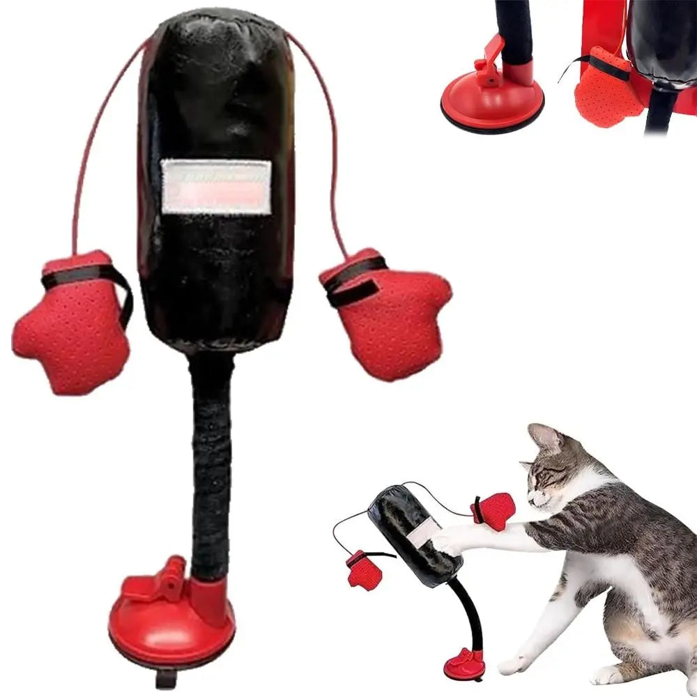 Cat Boxing Toy with Gloves – Cartoon Punching Bag for Playful Indoor Cats & Kittens