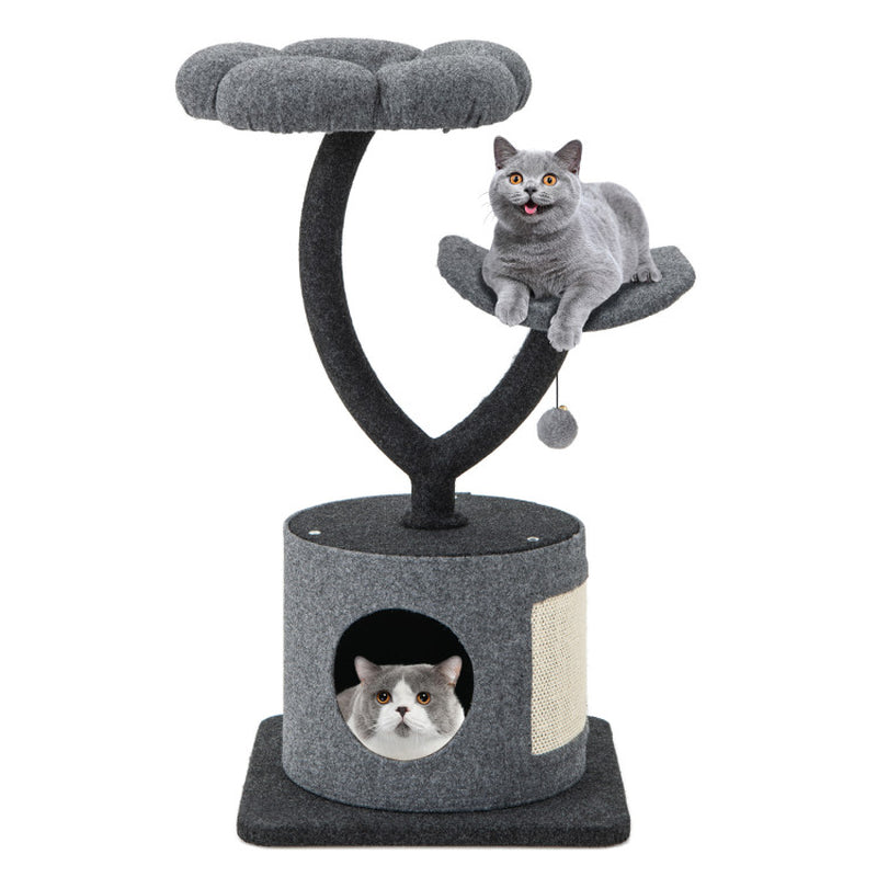 Cat Tree Tower for Large & Small Cats with Curved Metal Frame – Stable, Modern Cat Furniture for Climbing, Scratching & Resting