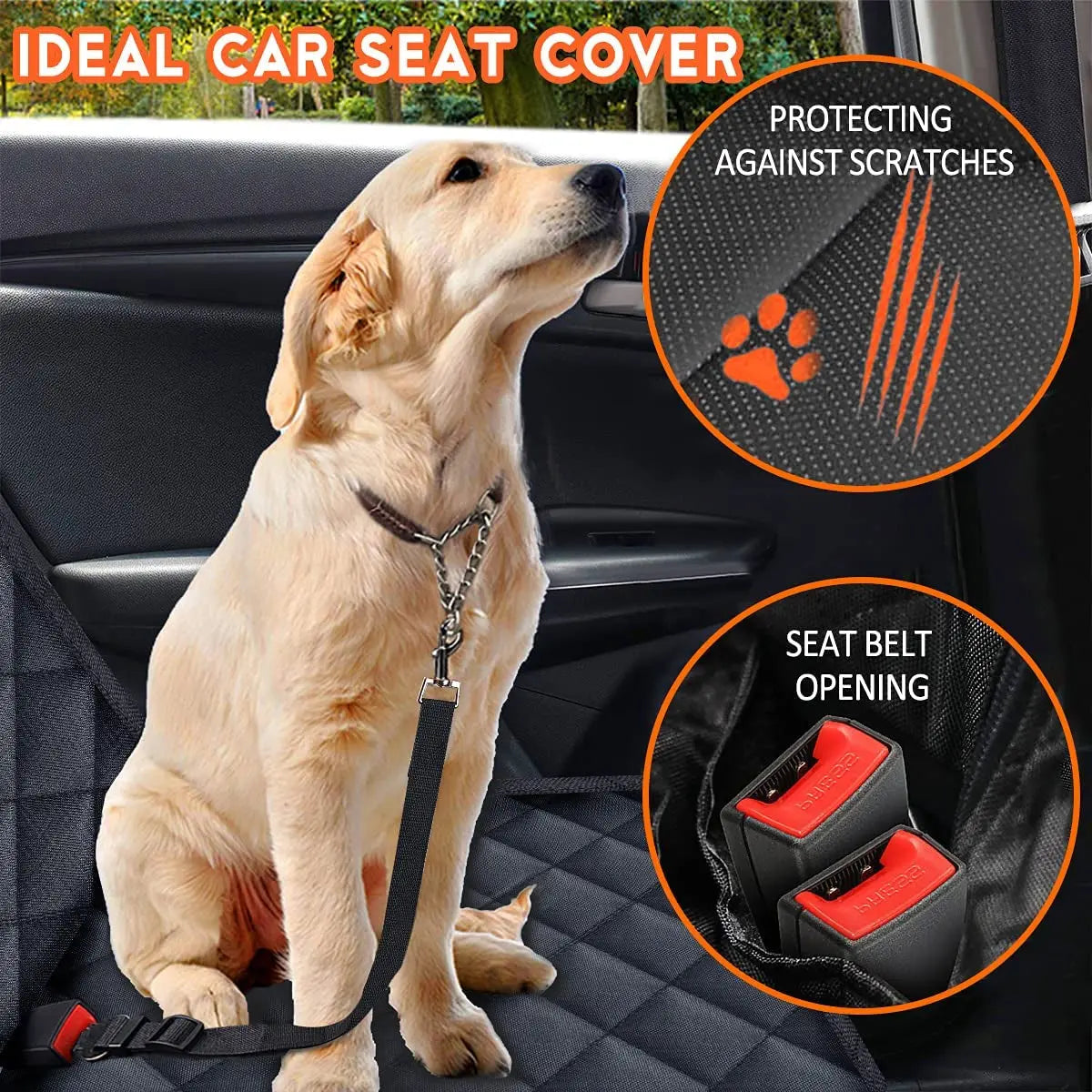 Waterproof Dog Car Seat Cover – Non-Slip Back Seat Protector with Armrest Access for Cars, Trucks & SUVs – Black