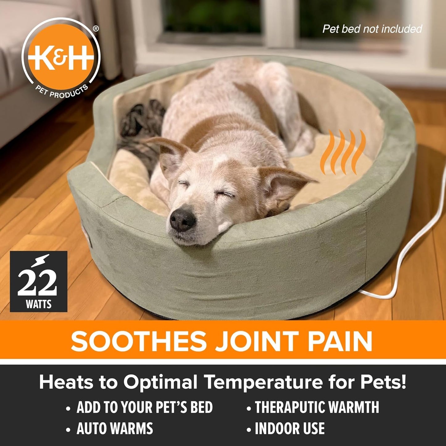 Pet Bed Warmer Heating Pad – Waterproof Heated Insert for Cat & Dog Beds, Indoor Automatic Temperature Control, Safety Listed