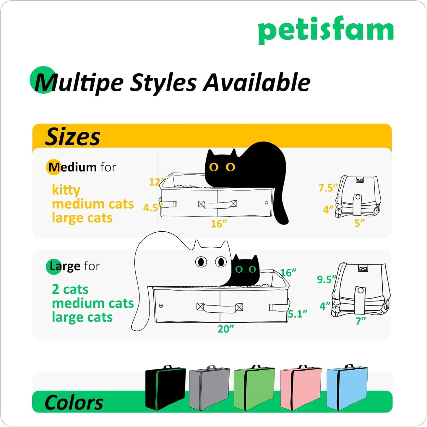 Portable Cat Travel Litter Box with Lid – Foldable, Odor-Containing Litter Box for Car Trips, Hotel Stays & Air Travel with Cats