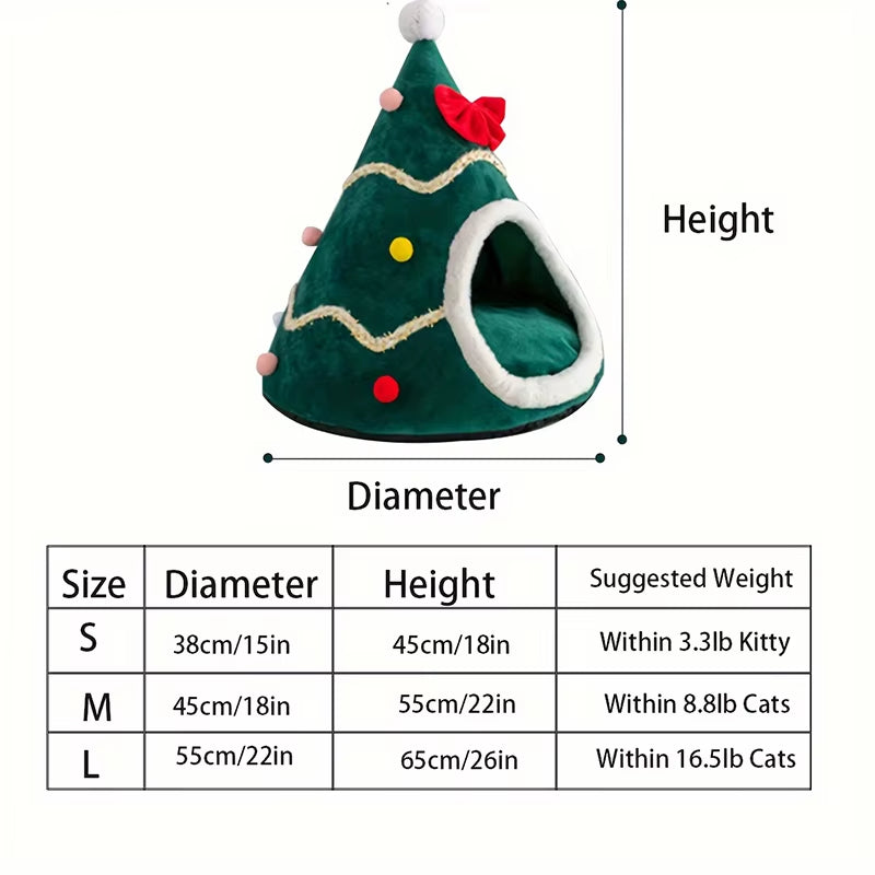 ✨ Warm Christmas Cat Bed – Cozy Winter House for Cats & Small Dogs | Soft Plush Pet Mat for Kittens & Puppies 🎄🐾