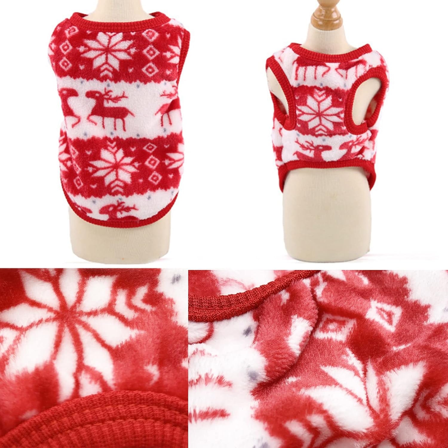 Christmas Dog & Cat Sweater – Festive Snowflake Elk Knit Jumper, Holiday Costume Outfit for Small Pets, Puppies & Kittens