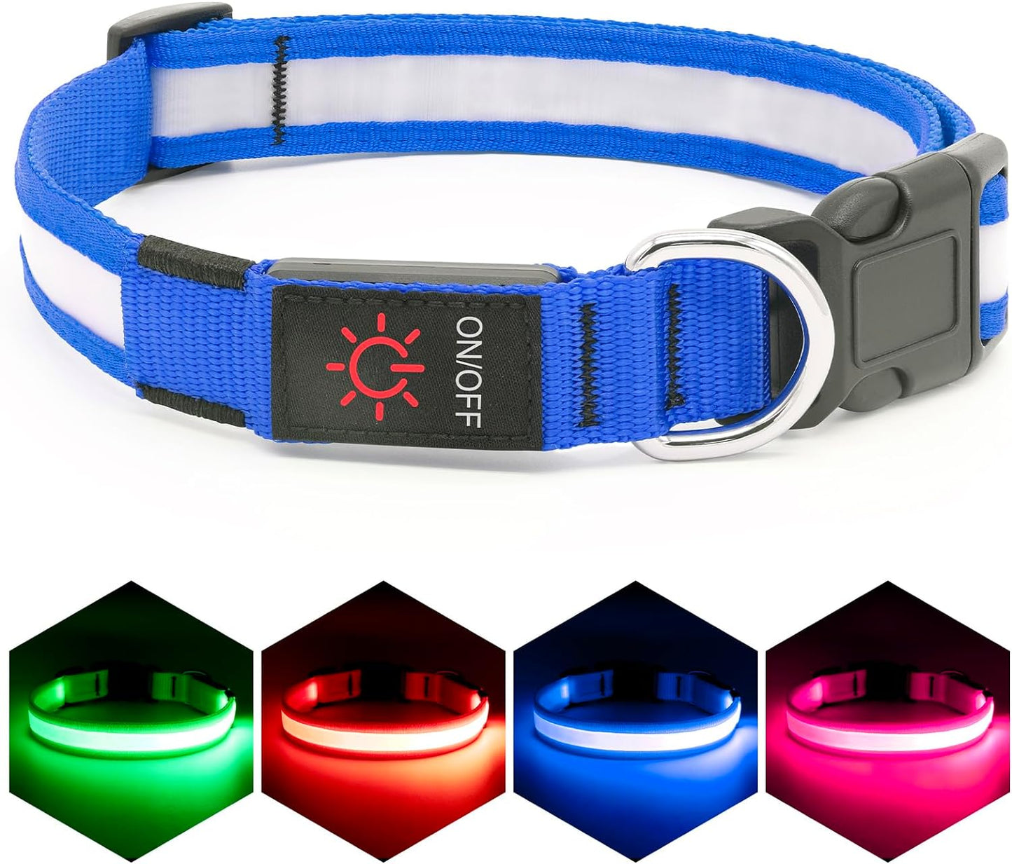 LED Dog Collar – Adjustable USB Rechargeable Light-Up Safety Collar, Super Bright Glow for Dogs