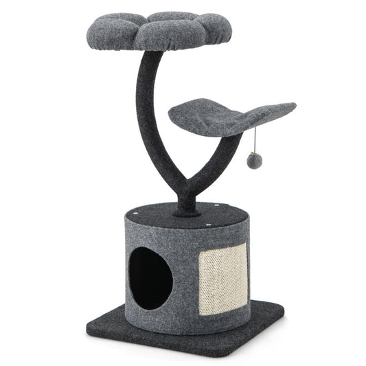 Cat Tree Tower for Large & Small Cats with Curved Metal Frame – Stable, Modern Cat Furniture for Climbing, Scratching & Resting