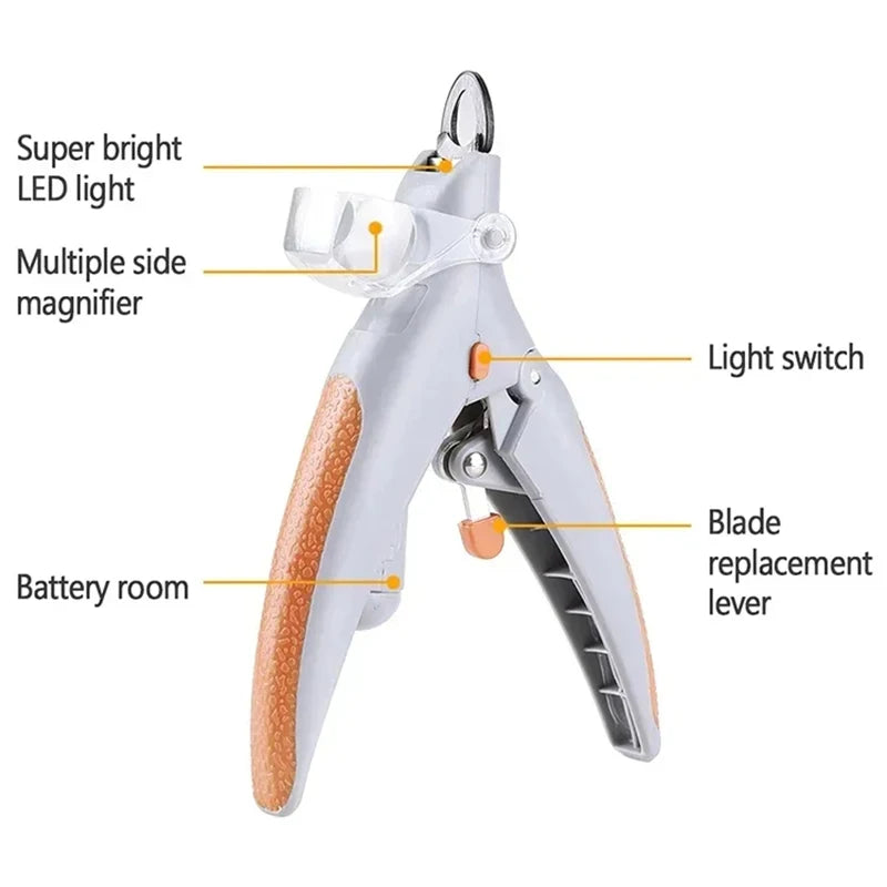 💡 LED Light Pet Nail Clipper with Magnifier – Precision Dog & Cat Nail Trimmer for Safe, Easy Grooming