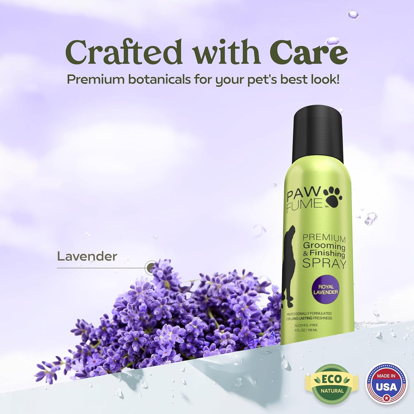 PAWFUME Dog Detangler Grooming Spray – Royal Lavender Scent | Hypoallergenic, Alcohol-Free, Moisturizing & Detangling Spray for Dogs | Long-Lasting Freshness & Coat Care