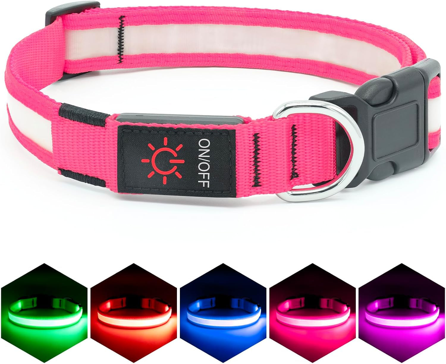 LED Dog Collar – Adjustable USB Rechargeable Light-Up Safety Collar, Super Bright Glow for Dogs