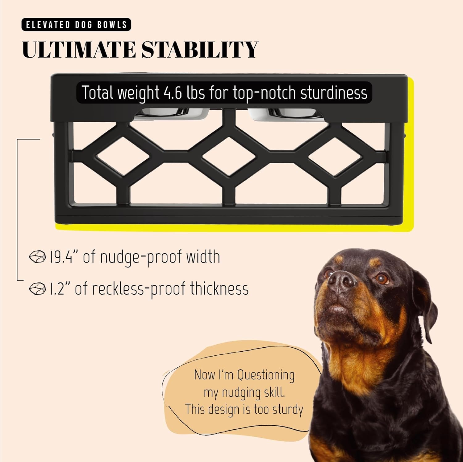 Elevated Dog Bowls – 4-Height Adjustable Raised Stand with 2 Stainless Steel Food & Water Bowls, Anti-Slip Feeding Station for Medium & Large Dogs