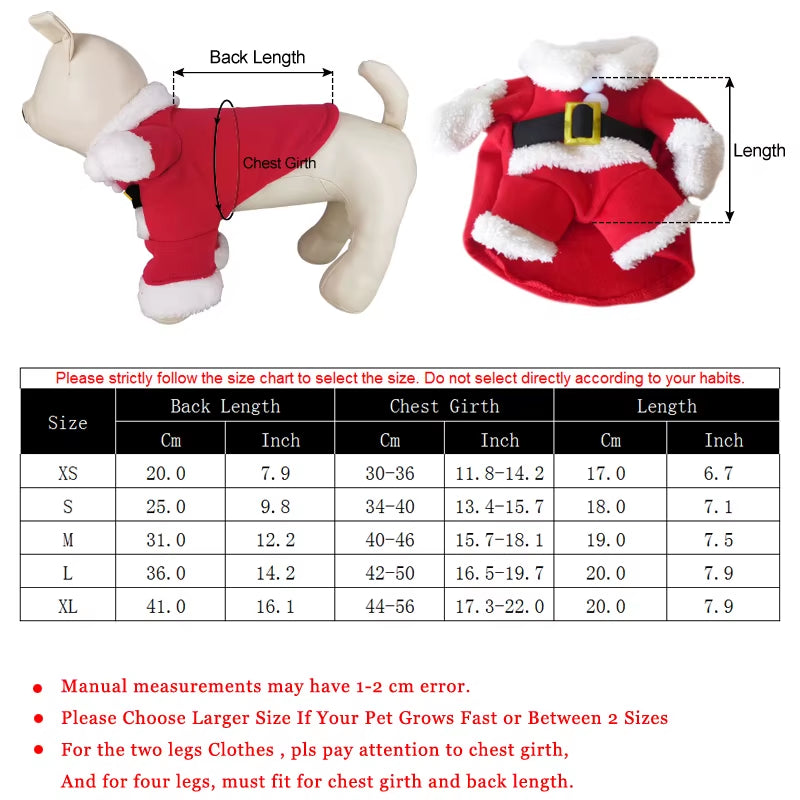 Christmas Pet Costume โ Funny Santa Outfit for Cats & Dogs | Warm Winter Clothes for Chihuahua, Pug, Yorkshire & Small Breeds