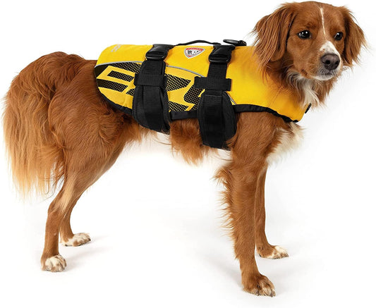 Dog Life Jacket – Adjustable Swimming Safety Vest with Reflective Trim, Durable Grab Handle & 50% Extra Flotation