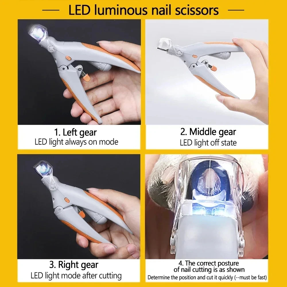 💡 LED Light Pet Nail Clipper with Magnifier – Precision Dog & Cat Nail Trimmer for Safe, Easy Grooming