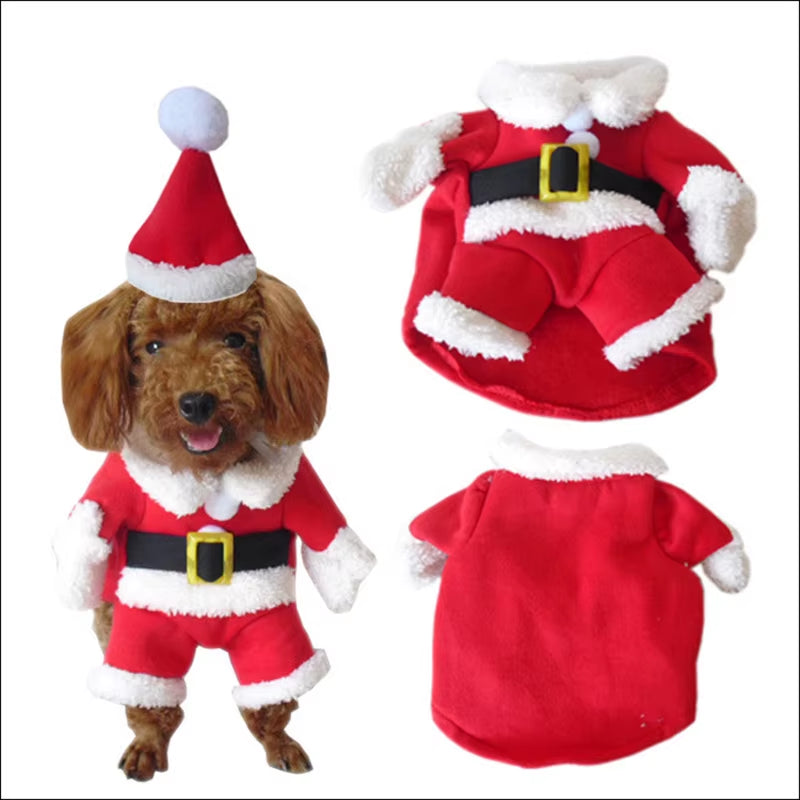 Christmas Pet Costume โ Funny Santa Outfit for Cats & Dogs | Warm Winter Clothes for Chihuahua, Pug, Yorkshire & Small Breeds