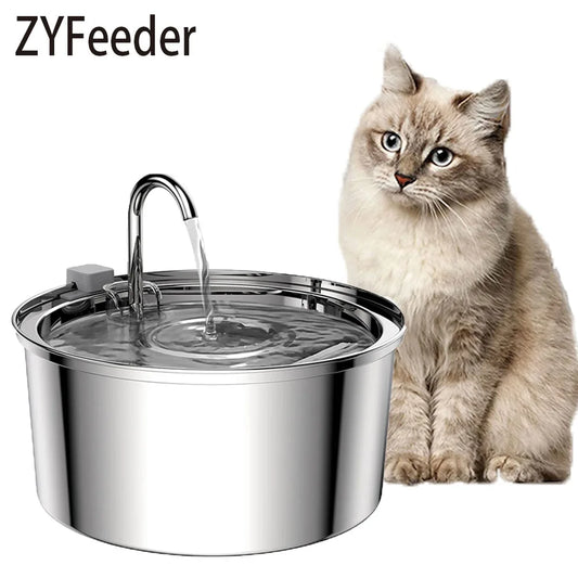 Automatic Stainless Steel Pet Water Fountain – USB Electric Smart Drinking Bowl for Cats