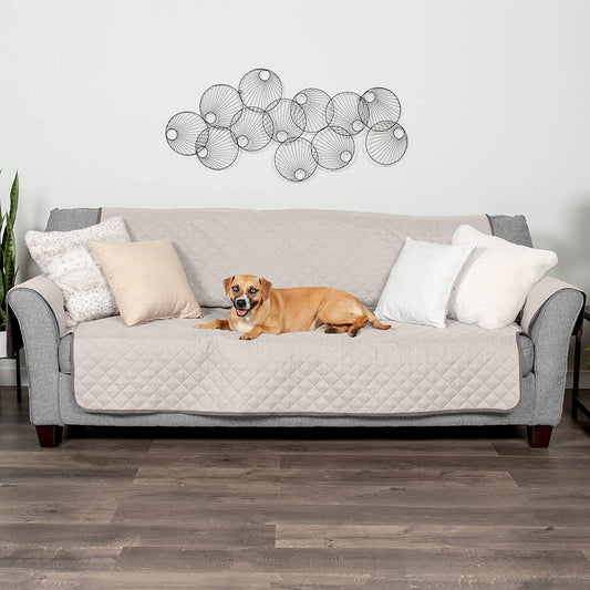 Water-Resistant & Reversible Large Sofa/Couch Cover Protector for Dogs & Cats - Two-Tone Pinsonic Quilted Living Room Furniture Cover - Gray/Mist,