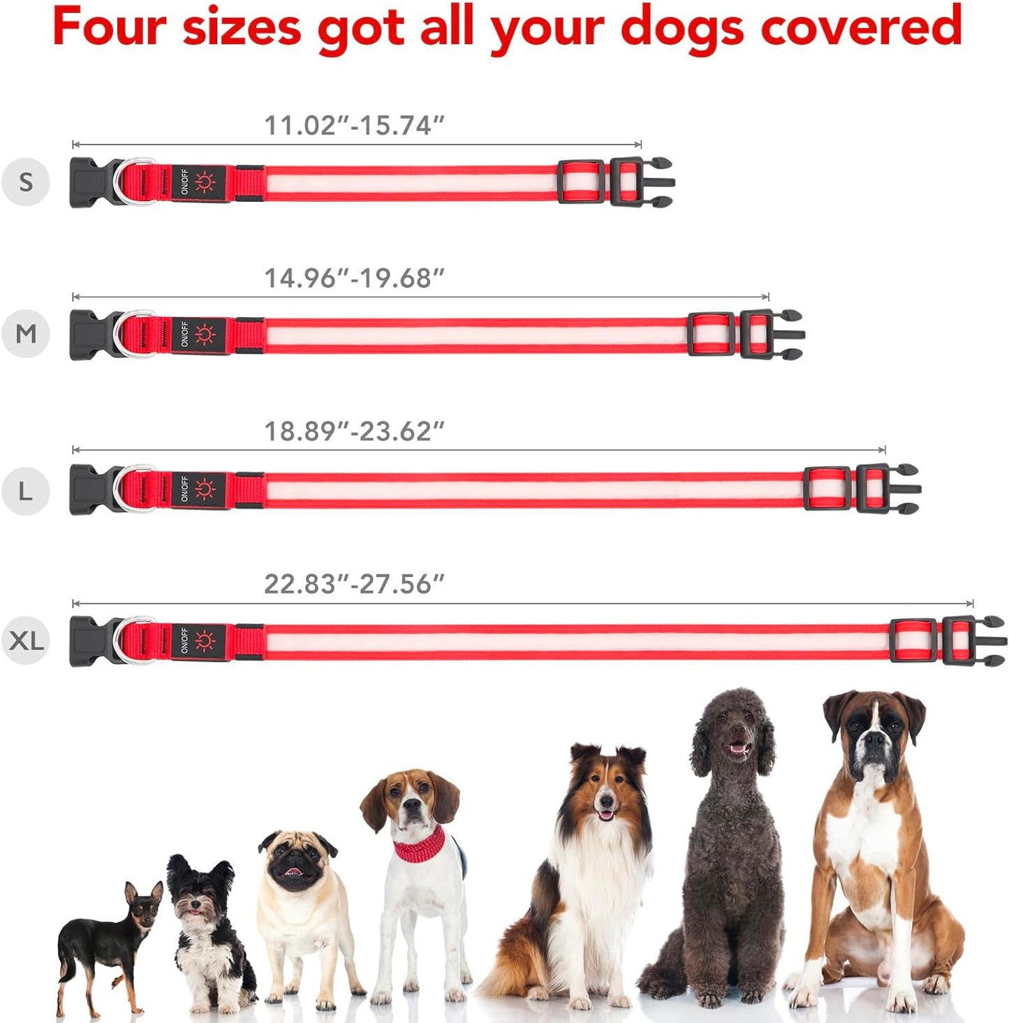 LED Dog Collar – Adjustable USB Rechargeable Light-Up Safety Collar, Super Bright Glow for Dogs