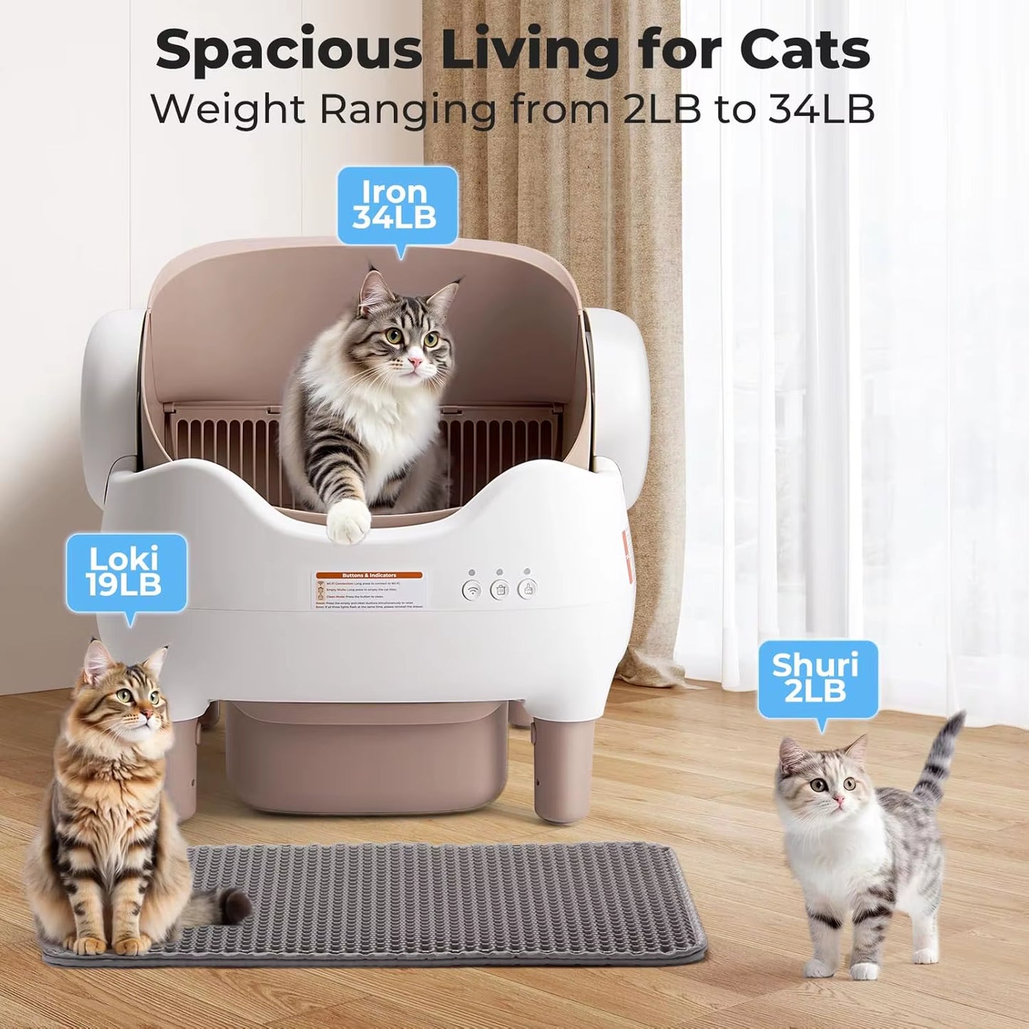 Smart Automatic Cat Litter Box – Open-Top Self-Cleaning Design with App Control & Odor Management