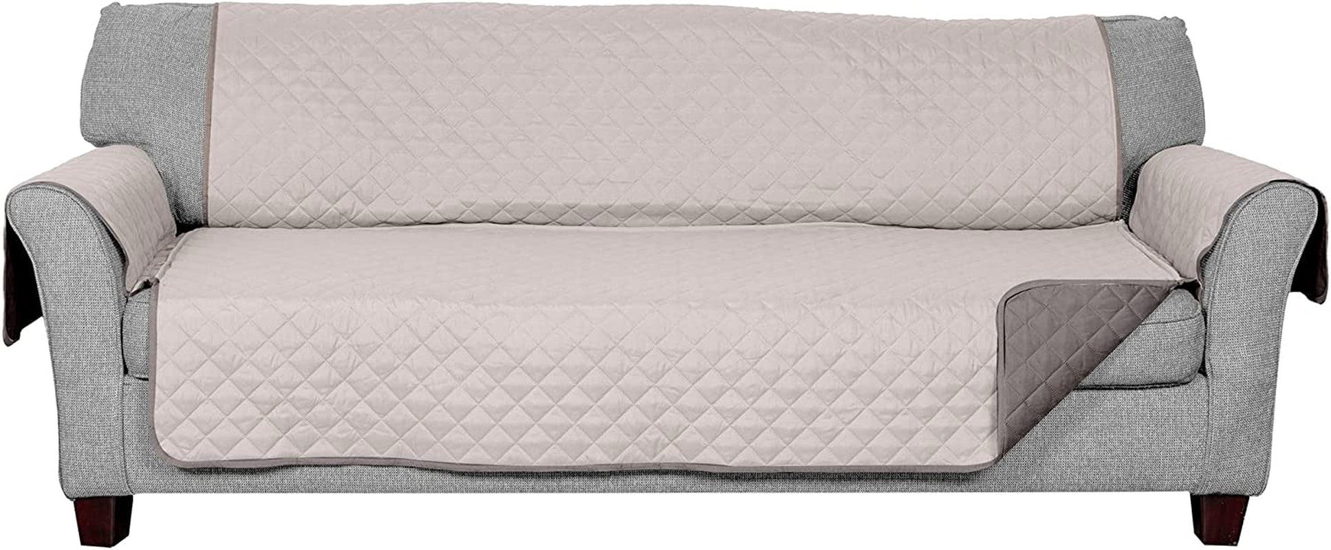 Water-Resistant & Reversible Large Sofa/Couch Cover Protector for Dogs & Cats - Two-Tone Pinsonic Quilted Living Room Furniture Cover - Gray/Mist,